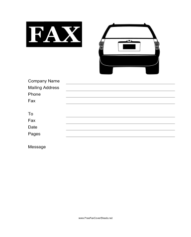 Auto Repair Fax Cover Sheet