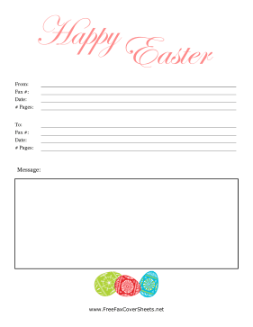 Colorful Easter Fax Cover Fax Cover Sheet
