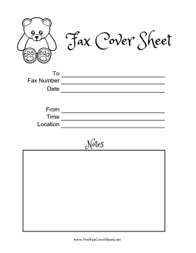 Cute Teddy Bear Fax Cover Sheet