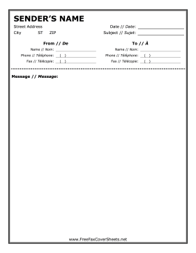 French Fax Cover Sheet