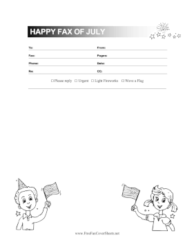 Happy Fax Of July Fax Cover Sheet
