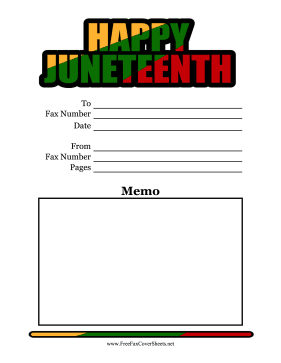 Juneteenth Fax Cover Sheet Color Fax Cover Sheet