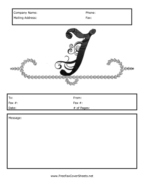 Monogram Script Fax Cover J Fax Cover Sheet
