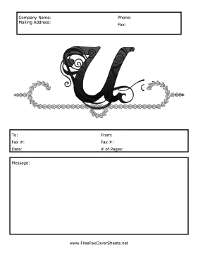 Monogram Script Fax Cover U Fax Cover Sheet