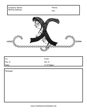 Monogram Script Fax Cover X Fax Cover Sheet