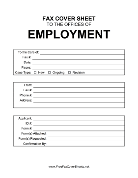 Unemployment Fax Cover Sheet