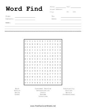 Word Find Fax Cover Sheet