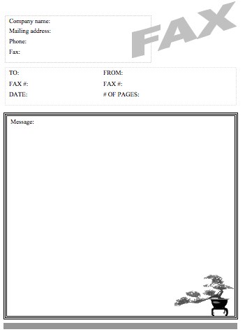 Bonsai Tree Fax Cover Sheet