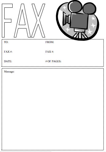 Movie Camera Fax Cover Sheet