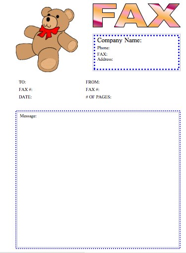 Teddy Bear Fax Cover Sheet