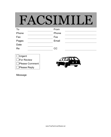 Automotive Fax Cover Sheet