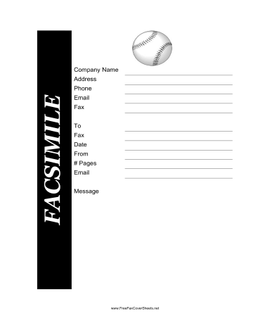 Baseball Fax Cover Sheet
