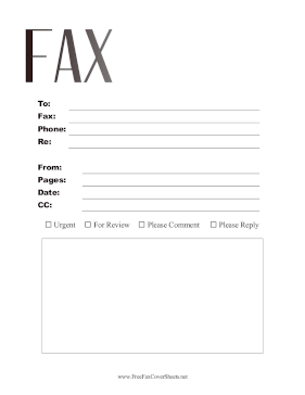 Basic Fax Large Print Fax Cover Sheet