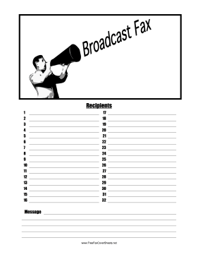 Broadcast Fax Cover Sheet