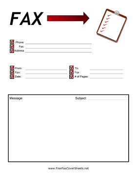 Clipboard Fax Cover Sheet