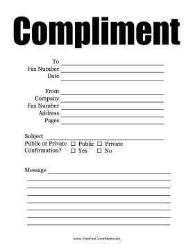 Compliment Fax Cover Sheet