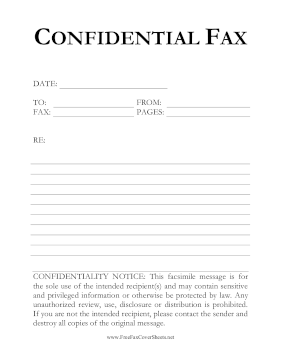 Confidential Fax Large Print Fax Cover Sheet