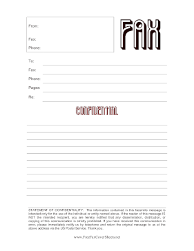 Confidential Fax Lined Fax Cover Sheet