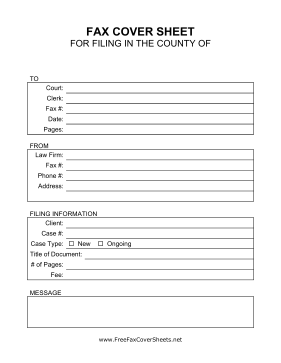 Court Filing Fax Cover Sheet