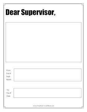 Dear Supervisor Fax Cover Sheet