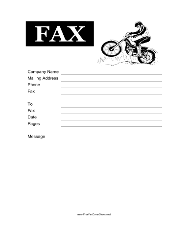 Dirt Bike Fax Cover Sheet