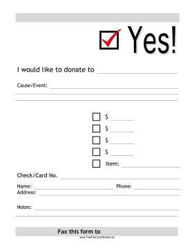 Donation Fax Cover Sheet
