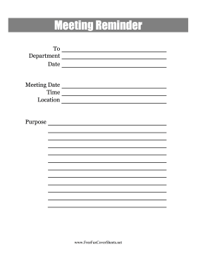 Meeting Reminder Fax Cover Sheet