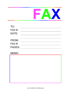 Fax Large Font Color Fax Cover Sheet