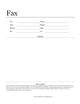 Fax With Disclaimer Fax Cover Sheet