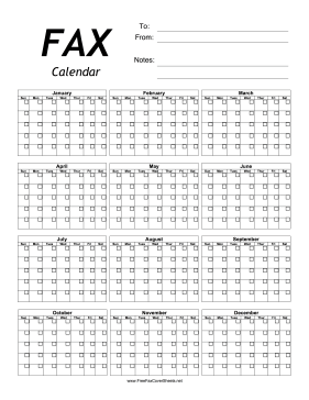Fax Year Calendar Fax Cover Sheet