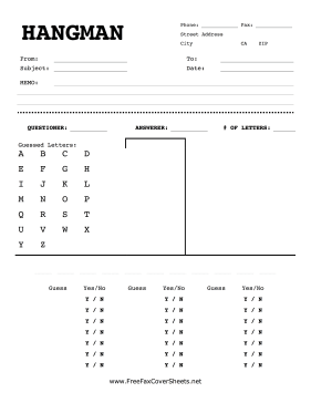 Hangman Fax Cover Sheet