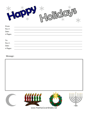 Happy Holidays Fax Cover Fax Cover Sheet
