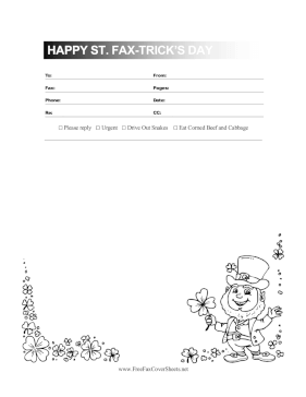 Happy St Faxtricks Day Fax Cover Sheet