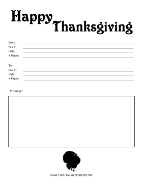 Happy Thanksgiving Fax Cover Fax Cover Sheet