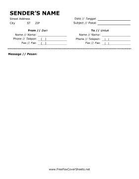 Indonesian Fax Cover Sheet