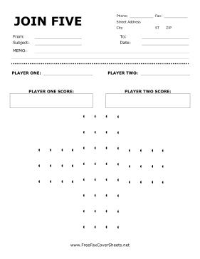 Join Five Game Fax Cover Sheet
