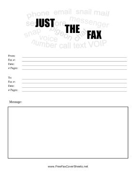 Just The Fax Cover Fax Cover Sheet