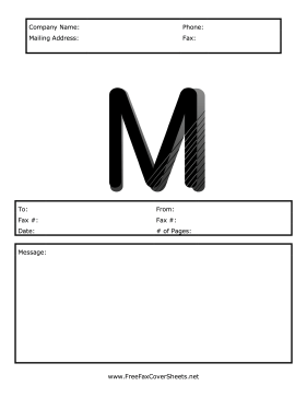Monogram Fax Cover M Fax Cover Sheet