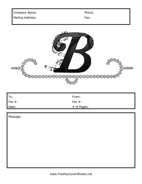 Monogram Script Fax Cover B Fax Cover Sheet