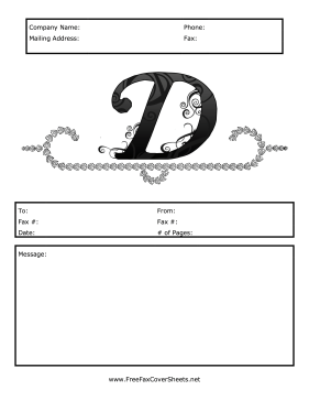 Monogram Script Fax Cover D Fax Cover Sheet