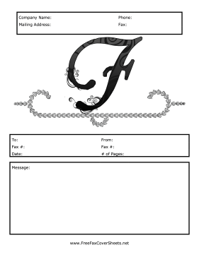 Monogram Script Fax Cover F Fax Cover Sheet