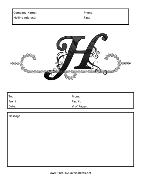 Monogram Script Fax Cover H Fax Cover Sheet