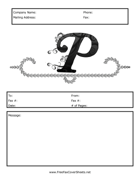 Monogram Script Fax Cover P Fax Cover Sheet