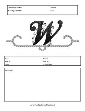 Monogram Script Fax Cover W Fax Cover Sheet