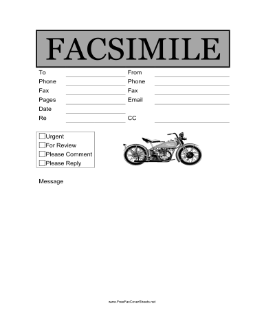 Motorcycle Fax Cover Sheet