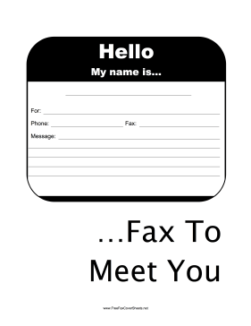 Name Tag Fax Cover Sheet