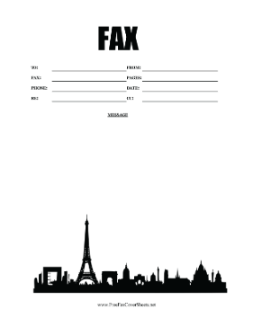 Paris Skyline Fax Cover Sheet