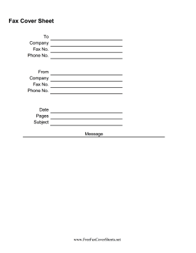 Plain Fax Cover Sheet