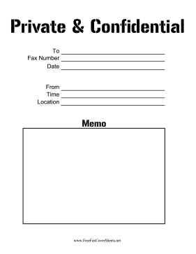Private And Confidential Fax Cover Sheet