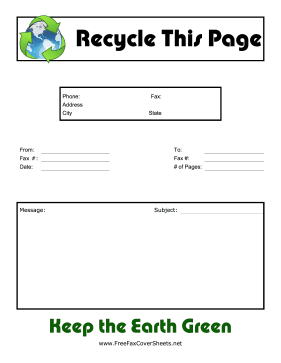 Recycle Fax Cover Sheet